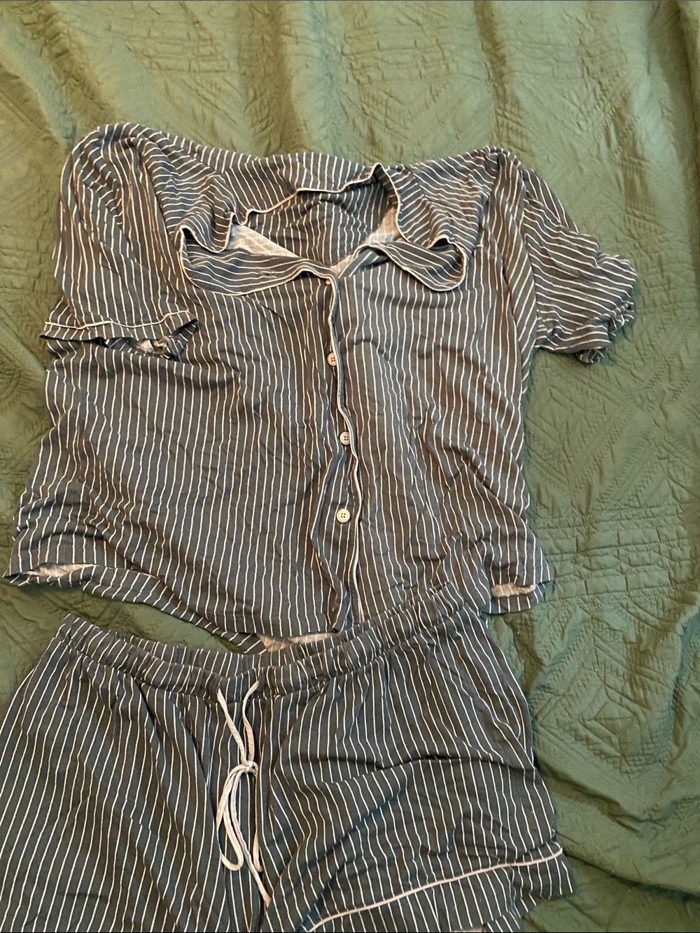 Cosabella Navy and White Striped Short Pajama Set